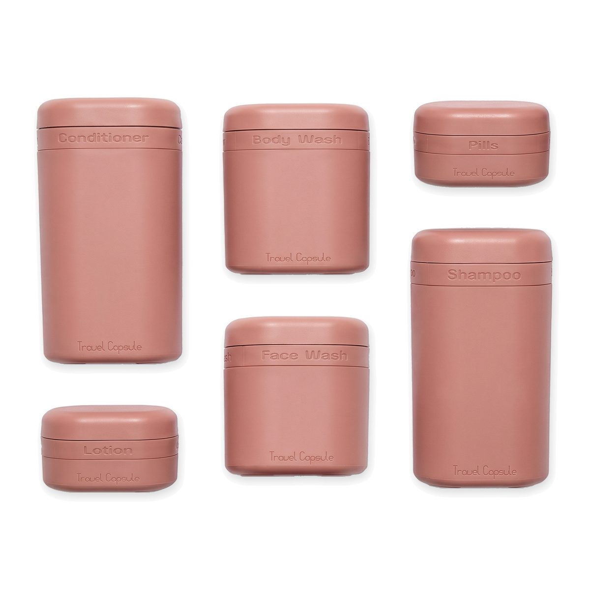 The six-piece Travel Capsule set laid flat