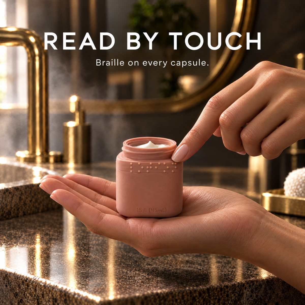 Fingertip reading braille on a capsule